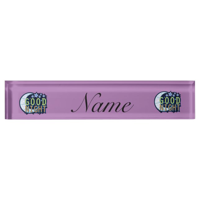 Good Night Crescent Moon Thunder_Cove Desk Name Plate (Front)
