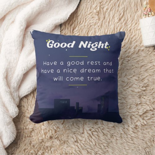 Good Night Dreams Cozy Relaxing Quote Cushion