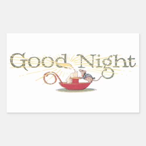 Good Night Mouse and Candle Rectangular Sticker