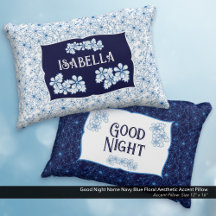 Good Night Name Navy Blue Floral Aesthetic