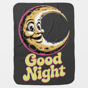 Good Night Retro Moon Baby Blanket