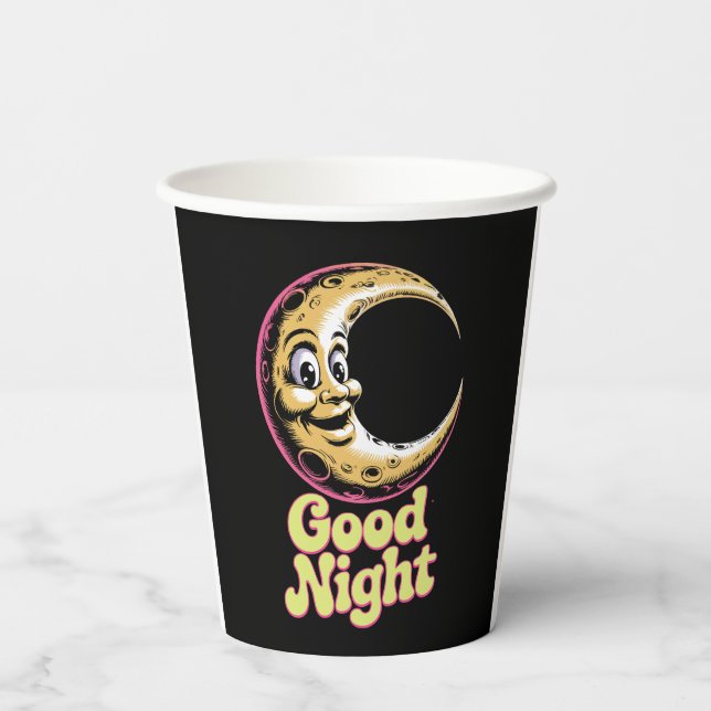 Good Night Retro Moon  Paper Cups (Back)