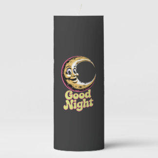 Good Night Retro Moon Pillar Candle