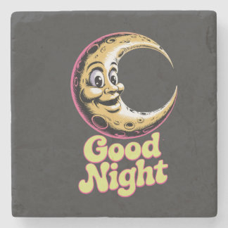 Good Night Retro Moon Stone Coaster