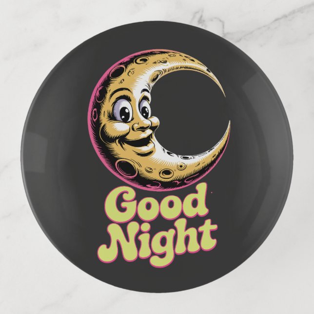 Good Night Retro Moon  Trinket Tray (Front)