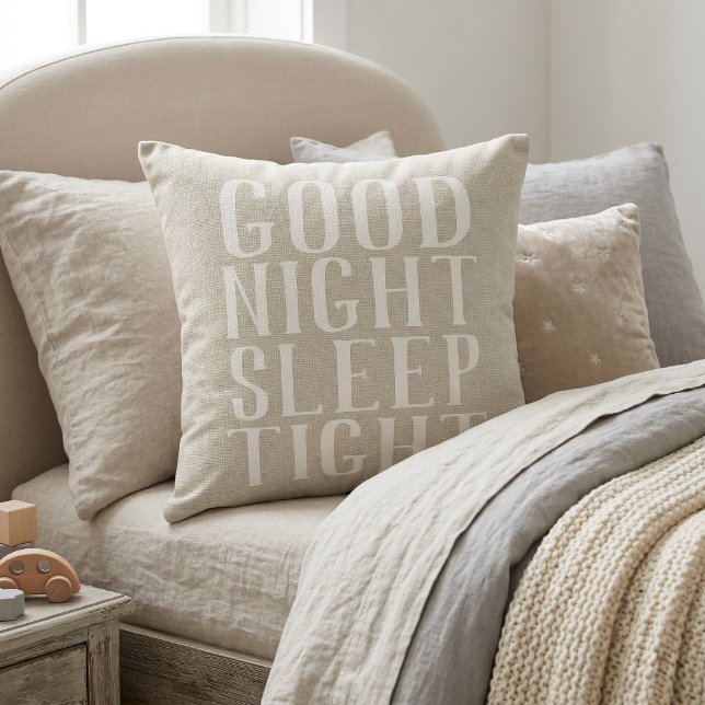 Good Night Sleep | Rustic Ivory Farmhouse Throw Pillow (Creator Uploaded)