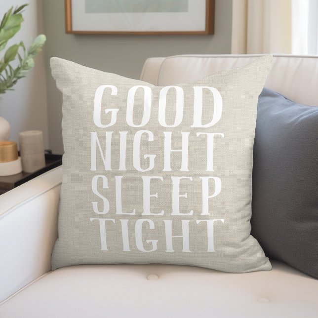 Good Night Sleep | Rustic Ivory Farmhouse Throw Pillow (Creator Uploaded)