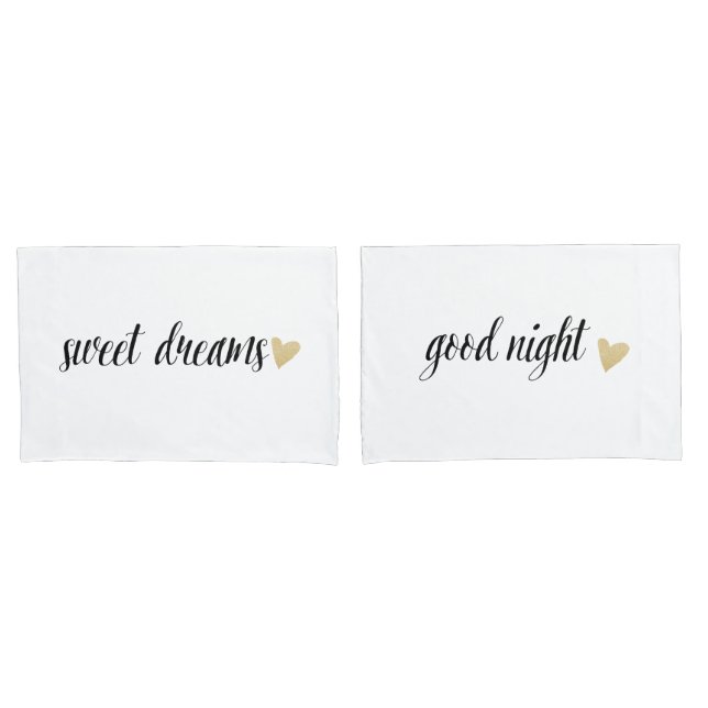 Good Night & Sweet Dreams with heart Pillowcase (Front-Set)