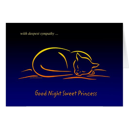 Good Night Sweet Princess CAT Sympathy Card (Front Horizontal)