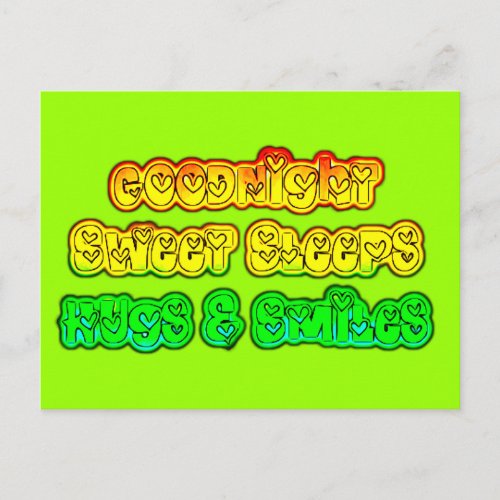 Good NIght Sweet Sleeps Hugs  Smiles Postcard