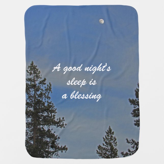 Good Night's Sleep is Blessing Twilight Sky Moon Baby Blanket (Front)