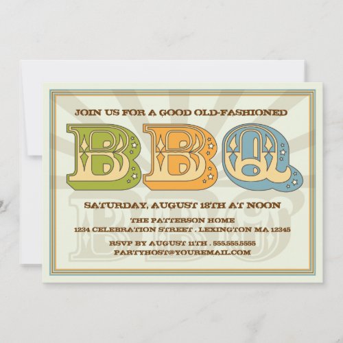 Good Old BBQ Country Style Party Invitation
