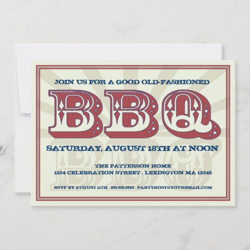Good Old BBQ Country Style Party Invitation