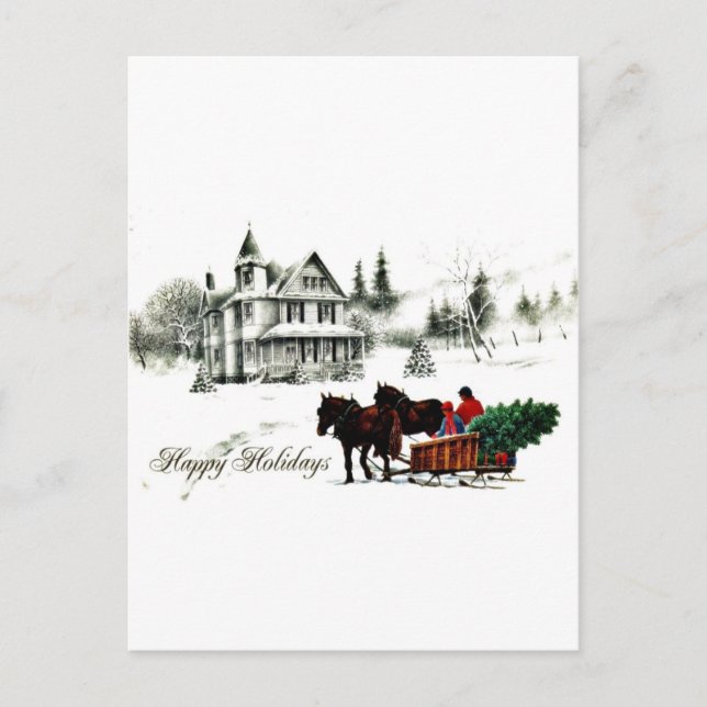 Good Old Christmas Holiday Postcard (Front)