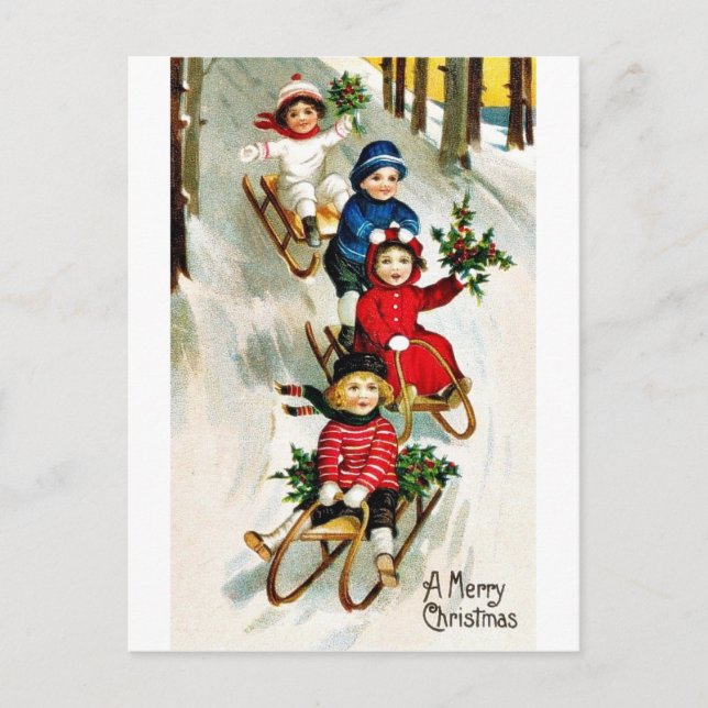 Good Old Christmas Holiday Postcard (Front)