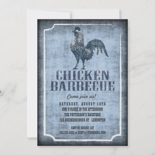 Good Old Fashion Chicken Barbecue Aged Invitation