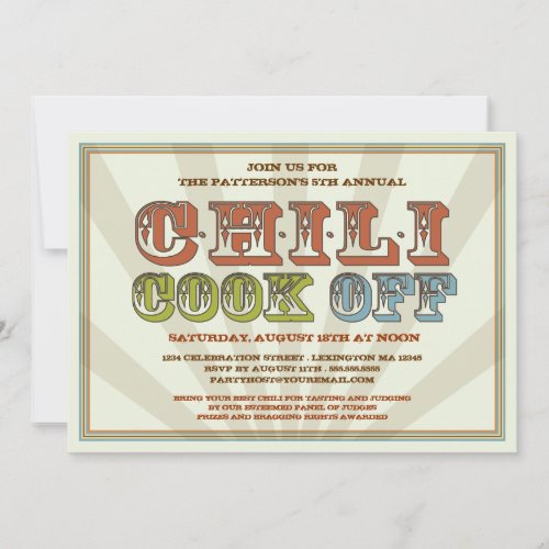 Good Old Fashioned Chili Cook Off Party Invitation