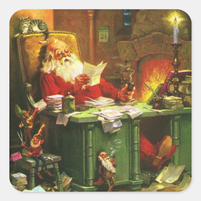 Good Old Santa Claus Square Sticker (Front)