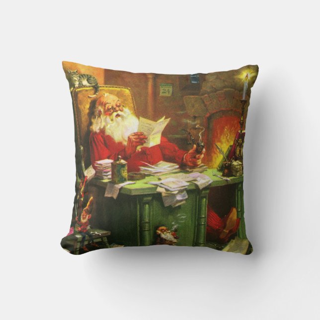 Good Old Santa Claus Throw Pillow (Front)