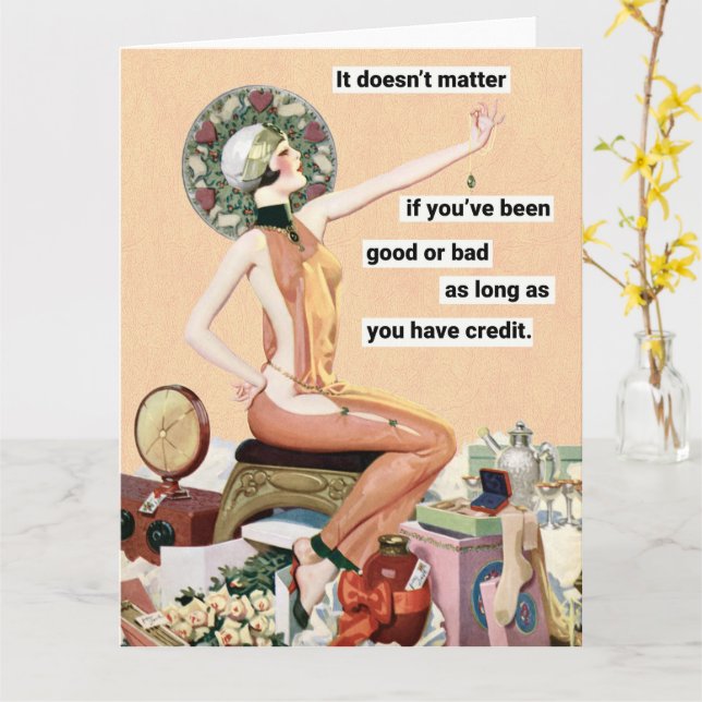 Good or Bad Retro Humor Greeting Card (Yellow Flower)