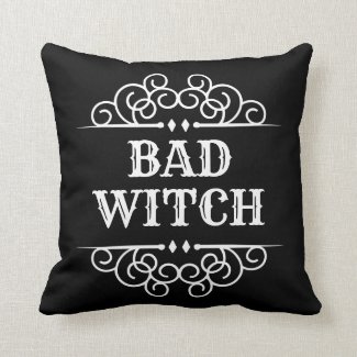 Good or Bad Witch Black and White Halloween Throw Pillow