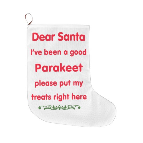 good Parakeet Large Christmas Stocking