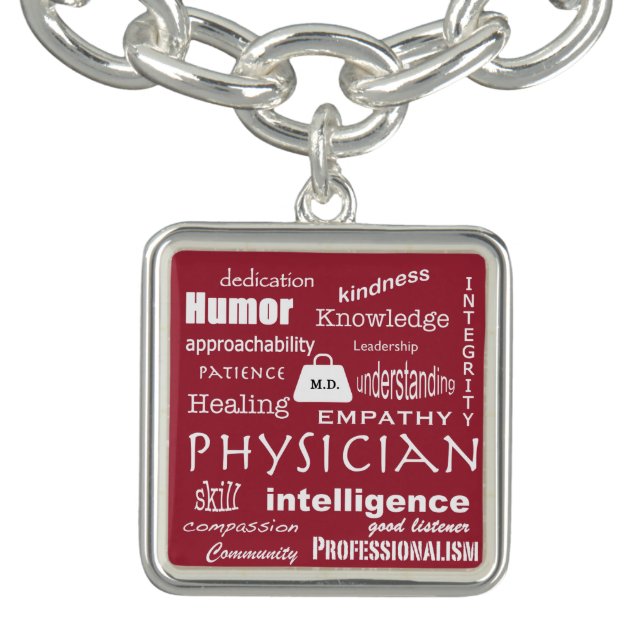 Good Physician Qualities-M.D./Text Design Charm Bracelet (Design)