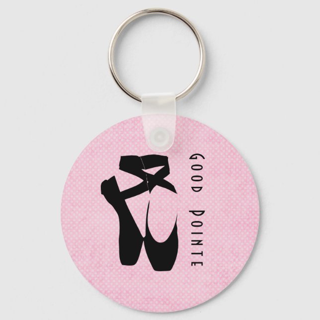 Good Pointe. Black Ballet Shoes En Pointe Keychain (Front)