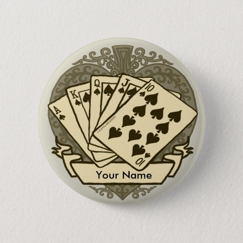 Good Poker Hand custom name pin button