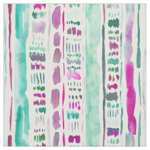 GOOD REACTION Aqua Beachy Brushstroke Stripe Fabric