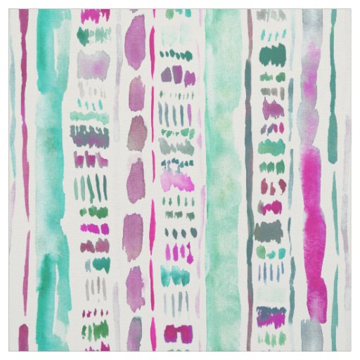 GOOD REACTION Aqua Beachy Brushstroke Stripe Fabric