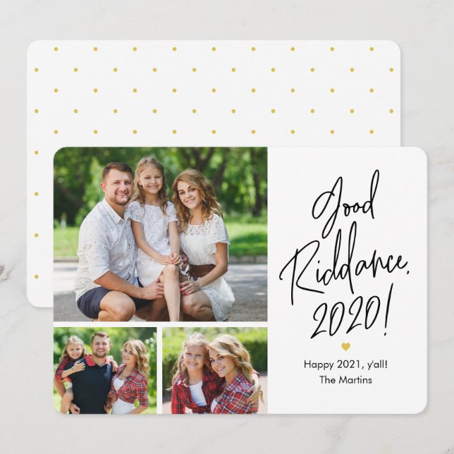 Good Riddance 3 Photos Happy New Year Cards (Front/Back)