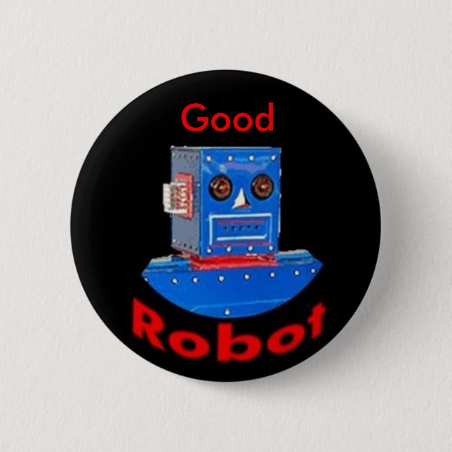 Good Robot Blue Pinback Button (Front)