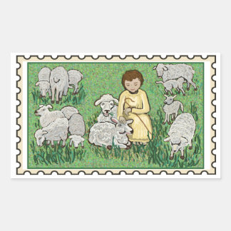 Good Shepherd Fake stamp Rectangular Sticker