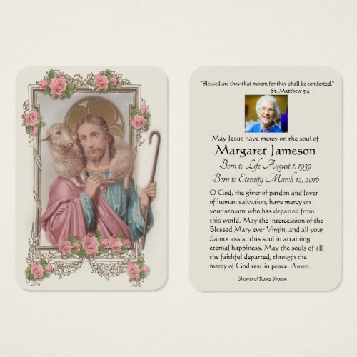 Good Shepherd Jesus Funeral Memorial Holy Card _