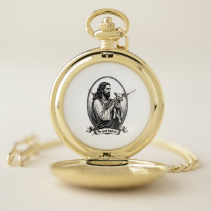 Good Shepherd Jesus Vintage Engraving Faith Shirt Pocket Watch