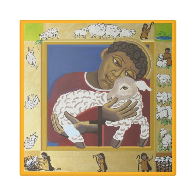 Good Shepherd Lost Sheep Icon  Metal Print (Front)