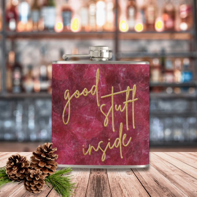 Good Stuff Inside Gold Glitter Script Christmas Flask (Creator Uploaded)