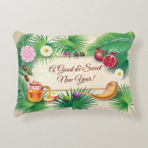 Good & Sweet New Year! Rosh Hashanah Honey & Apple Accent Pillow