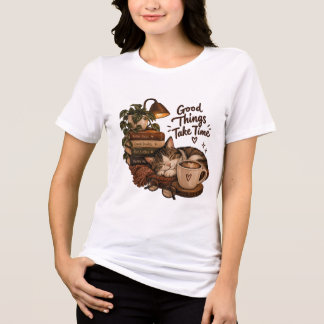 Good Thing Take Time - Cozy Book Lover Tri-Blend Shirt