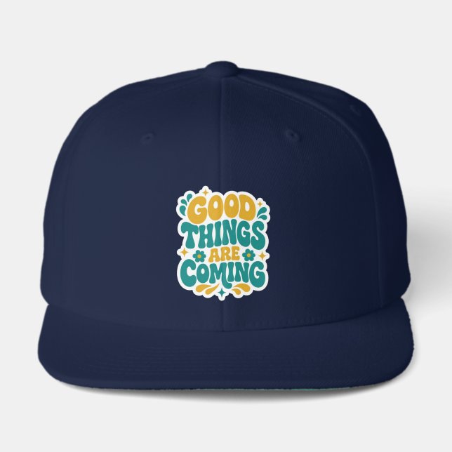 Good Things Are Coming Retro Groovy Snapback Hat (Front)