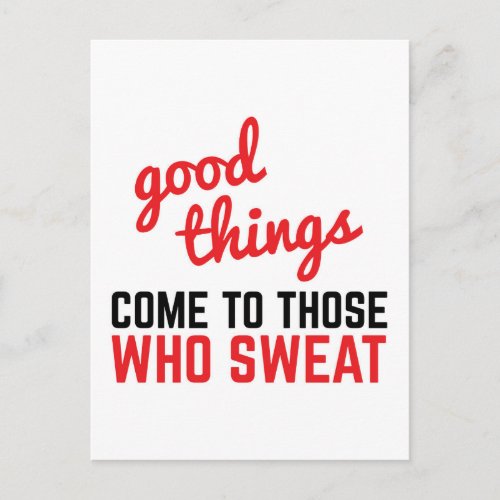 Good Things Come Sweat Gym Quote Postcard