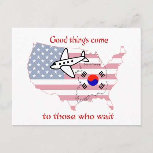 Good things come to those who wait Korean adopt Postcard