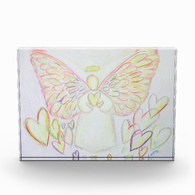 Good Things Guardian Angel Art Custom Paperweight Acrylic Award (Front)