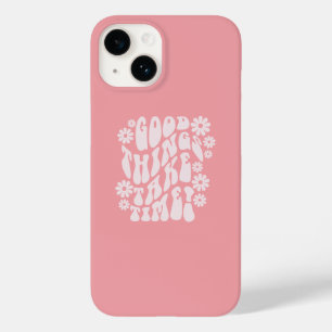Good Things Take Time Retro Flowers Case-Mate iPhone 14 Case