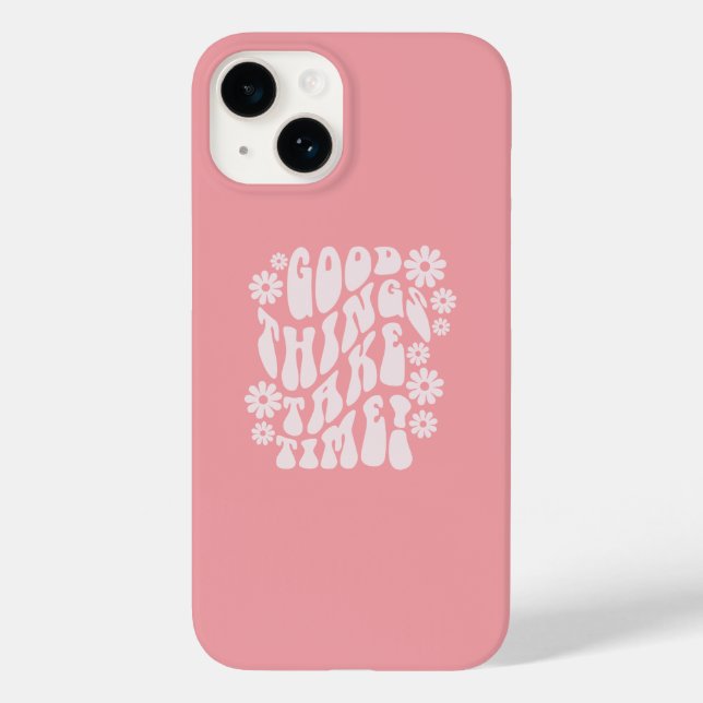 Good Things Take Time Retro Flowers Case-Mate iPhone Case (Back)