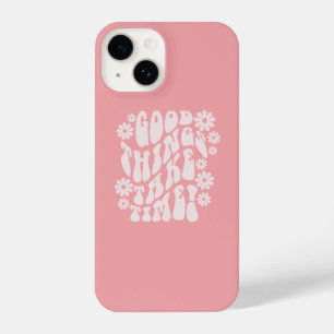 Good Things Take Time Retro Flowers iPhone 14 Case