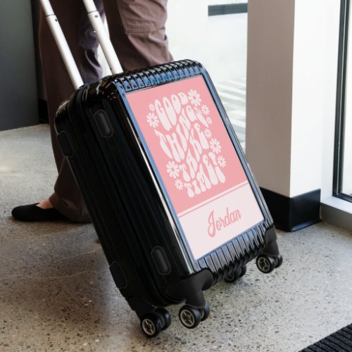 Good Things Take Time Retro Flowers  Personalize Luggage