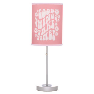 Good Things Take Time Retro Flowers Table Lamp