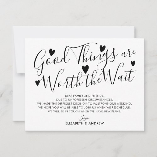 Good Things Worth The Wait Wedding Postponement Announcement